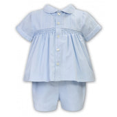 Sarah Louise Boys Pale Blue Smocked Top and Short Set